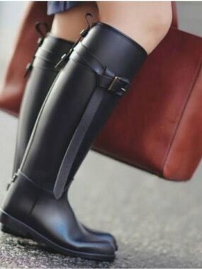 Burberry Black Knee-High Rain Boots